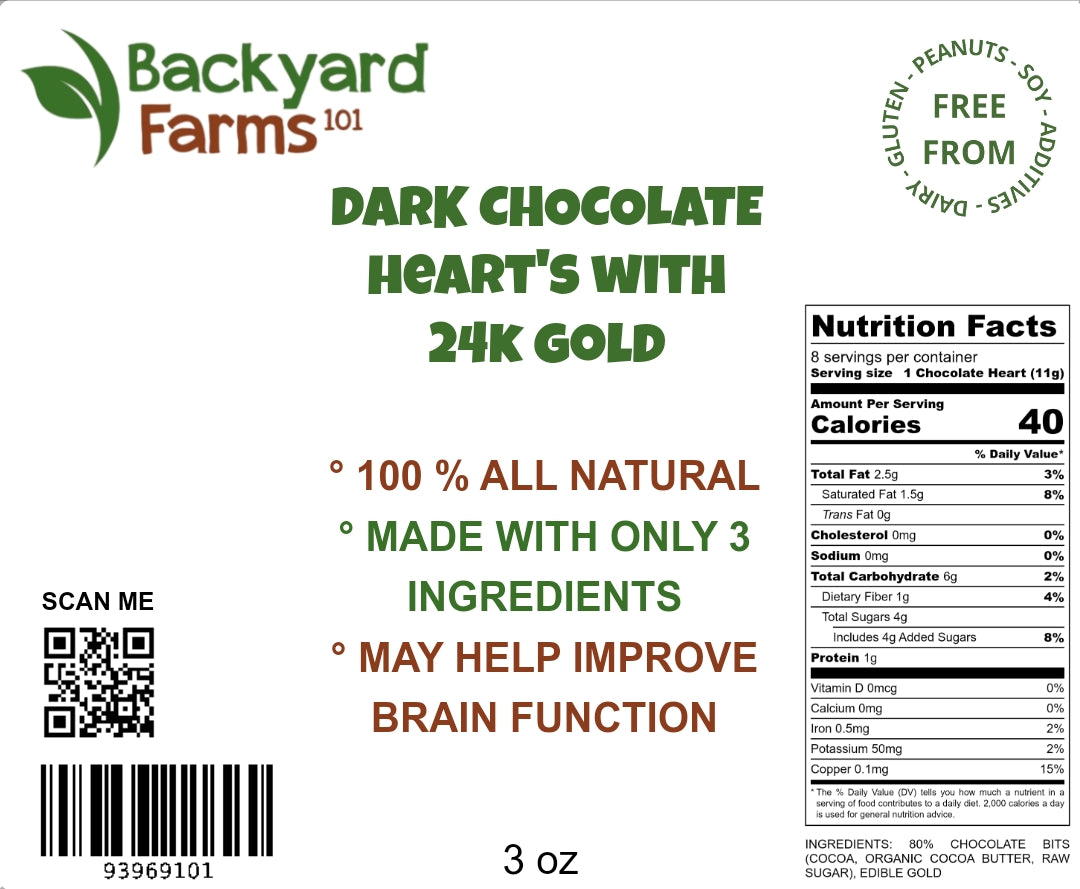 Dark Chocolate Heart's with 24k Gold